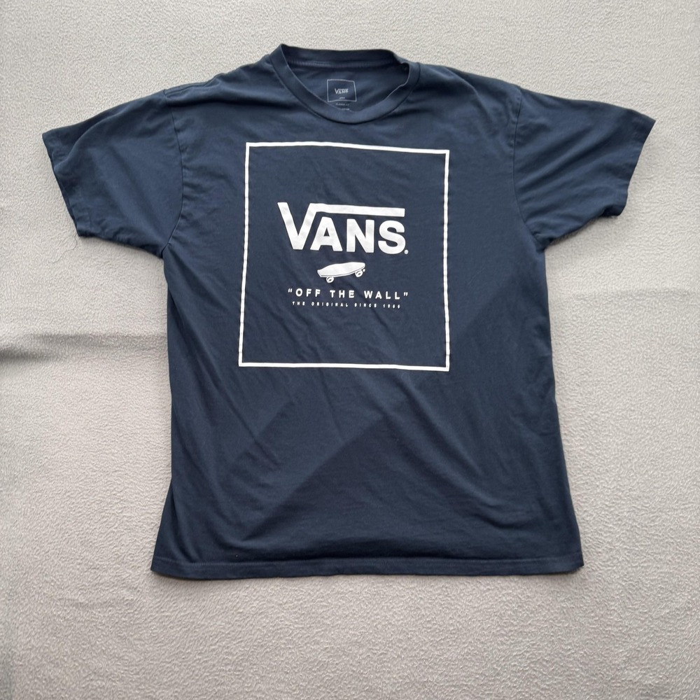 Vans Shirt Mens Large Black Box Logo Off The Wall Graphic Tee Tagless Skate